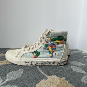 VANS Sk8-Hi SAVE OUR PLANET Continents of the World Shoes Men's 6 Women's 7.5